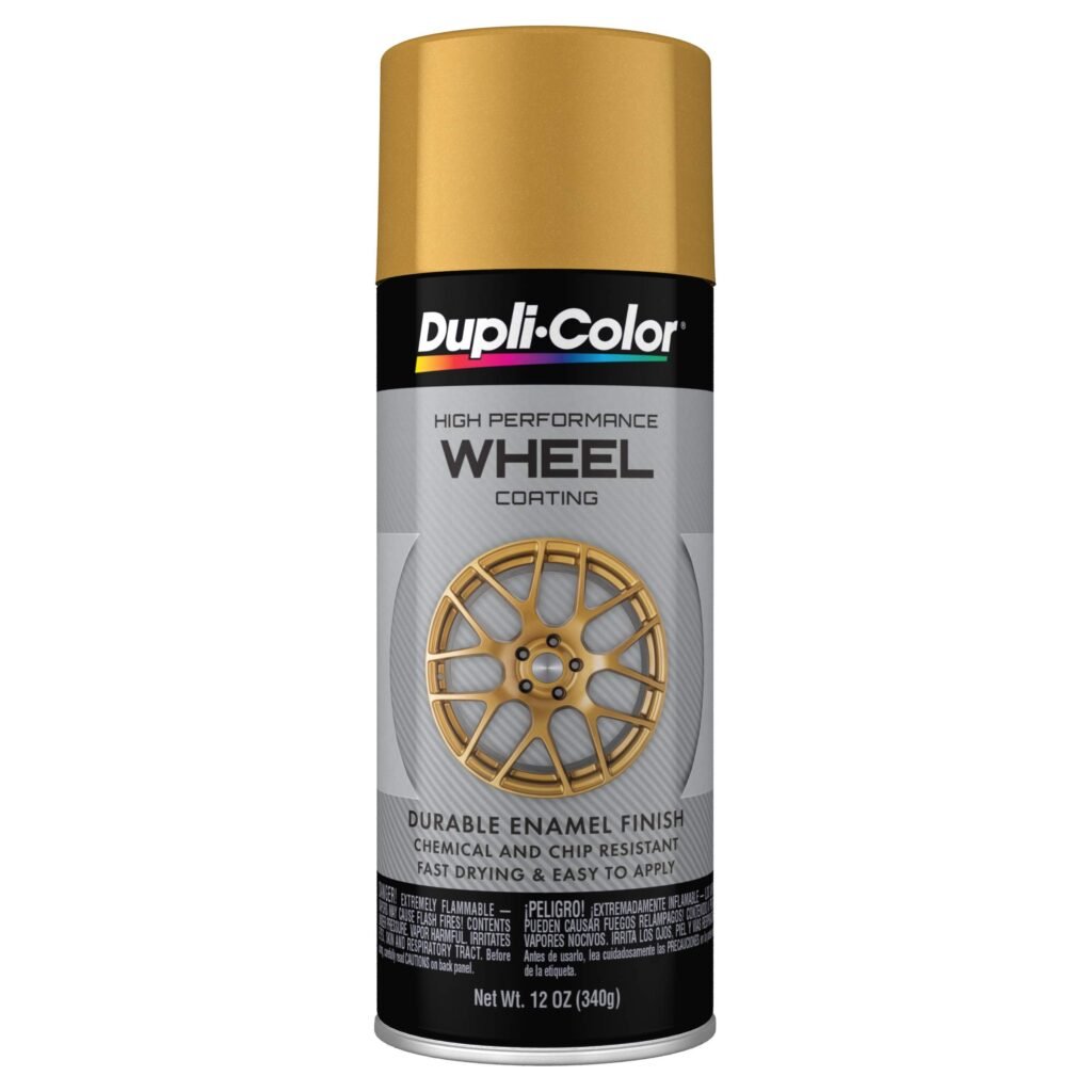 Dupli-Color wheel coating spray can with an OEM-style painted rim finish, suitable for a 2026 best spray paint for rims guide.