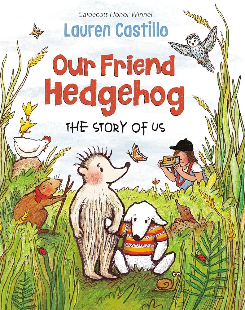 Alt text: Hedgehog and animal friends illustrated in a soft, colorful chapter book scene for early readers.
