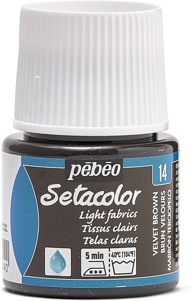 Pébéo Setacolor opaque paint jar applied to dark fabric showing solid, bright coverage