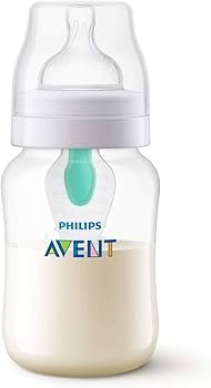 Philips Avent anti-colic baby bottle with AirFree vent shown as a 2026 gas-relief feeding option.