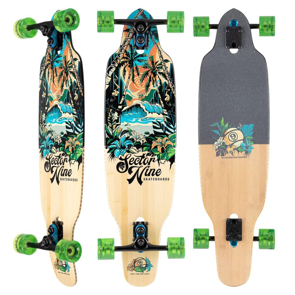 Sector 9 Aina Striker drop-through longboard for beginners with a stable stance and carving shape.