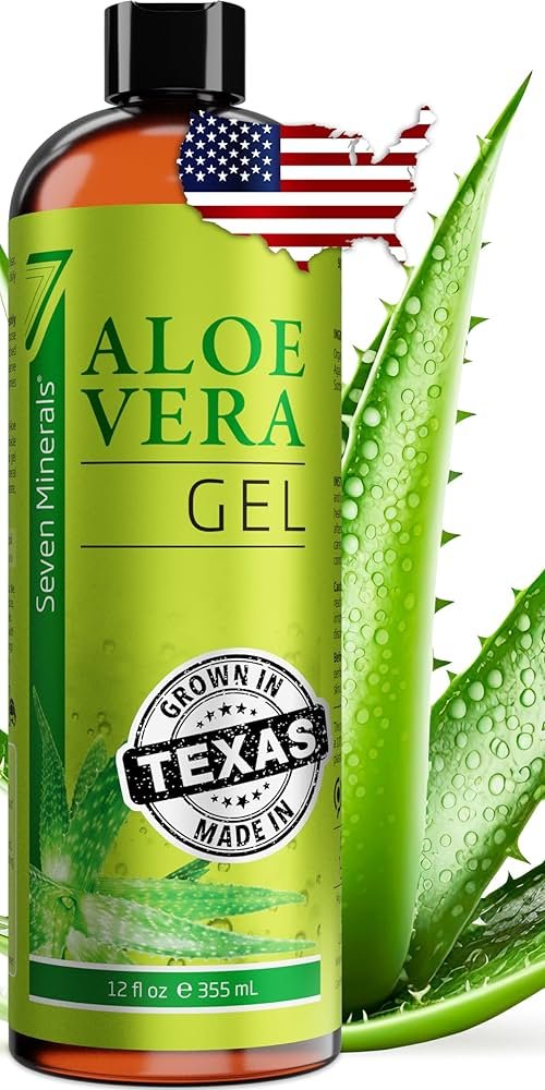 Seven Minerals organic aloe vera gel used as best aloe for sunburn with a clean, simple gel texture in 2026.