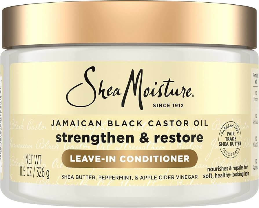 SheaMoisture Jamaican Black Castor Oil leave-in conditioner applied to 4c hair