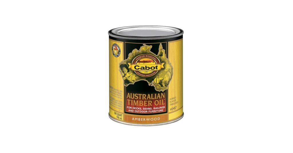 Cabot Australian Timber Oil applied to cedar decking, showing deeper color and a warm, oiled look.