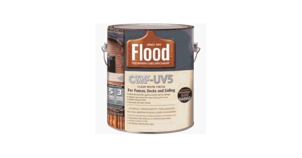 FLOOD PRO CWF-UV5 penetrating wood finish applied to weathered cedar, showing a refreshed tone and even soak.