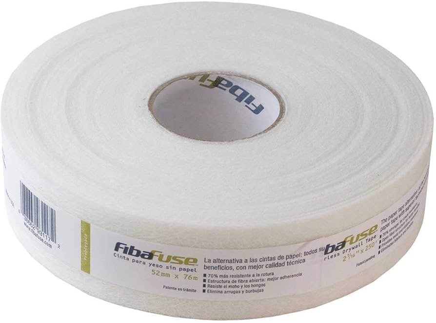FibaFuse fiberglass mat tape embedded in joint compound on a drywall seam for a smooth finish