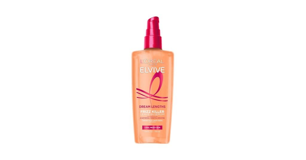 Lightweight serum smoothed through mid-lengths and baby hairs for a glossy, flyaway-free finish.