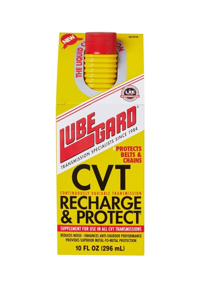 Lubegard CVT Recharge & Protect additive bottle for slipping transmission in CVT vehicles, aimed at smoother CVT operation and reduced slip feel.