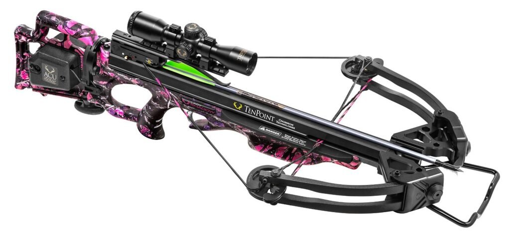 TenPoint Lady Shadow crossbow with ACUdraw system and slim profile, featured as a premium women-specific 2026 crossbow.