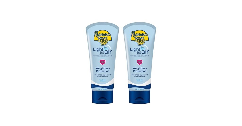 Banana Boat Light As Air SPF 50+ sunscreen lotion for everyday body sun cover