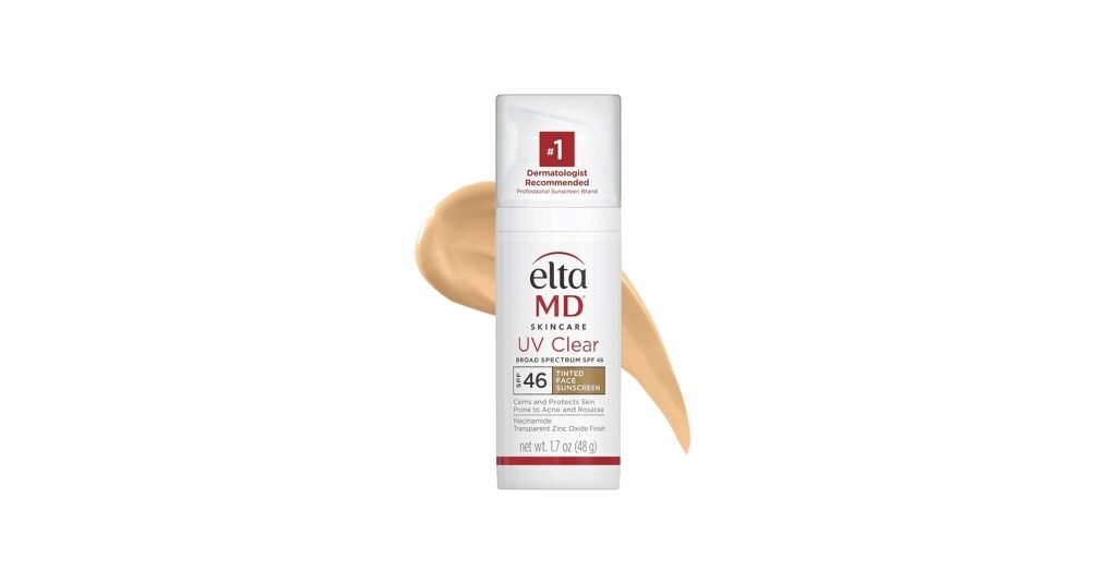 EltaMD UV Clear SPF 46 facial sunscreen in a pump bottle with lightweight daily finish