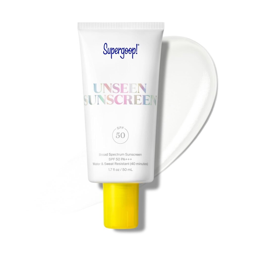 Supergoop Unseen Sunscreen SPF 50 clear gel texture for daily face wear